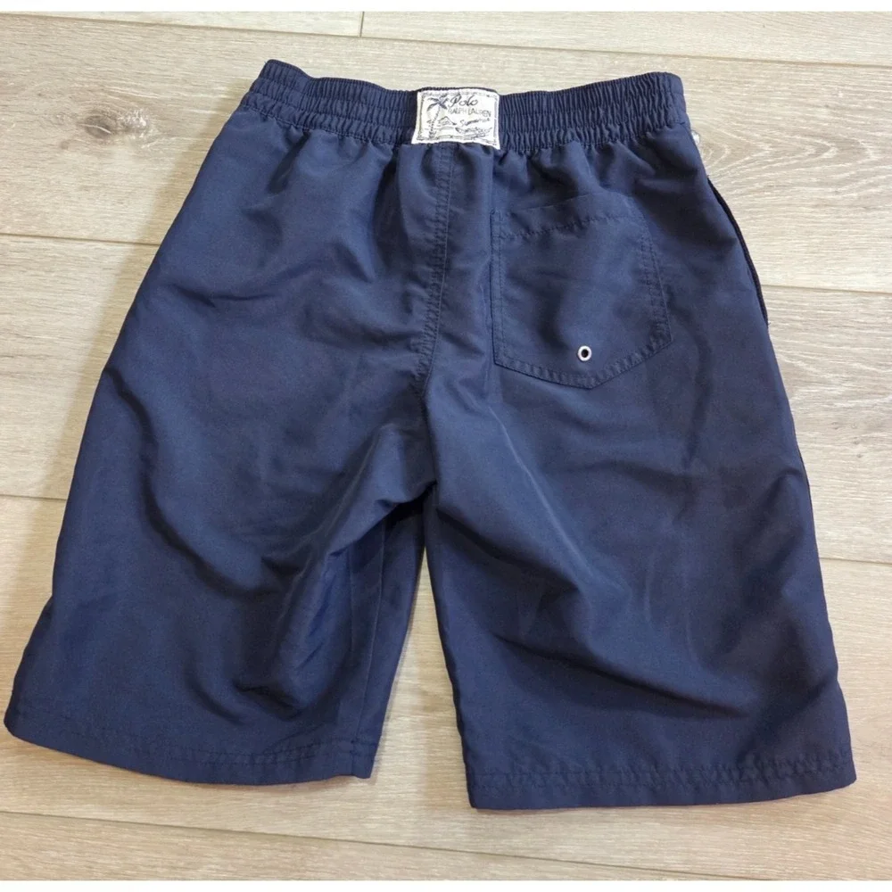 Polo Ralph Lauren Boys Navy Blue Embroidered Big Pony Swim Trunks Medium 10-12